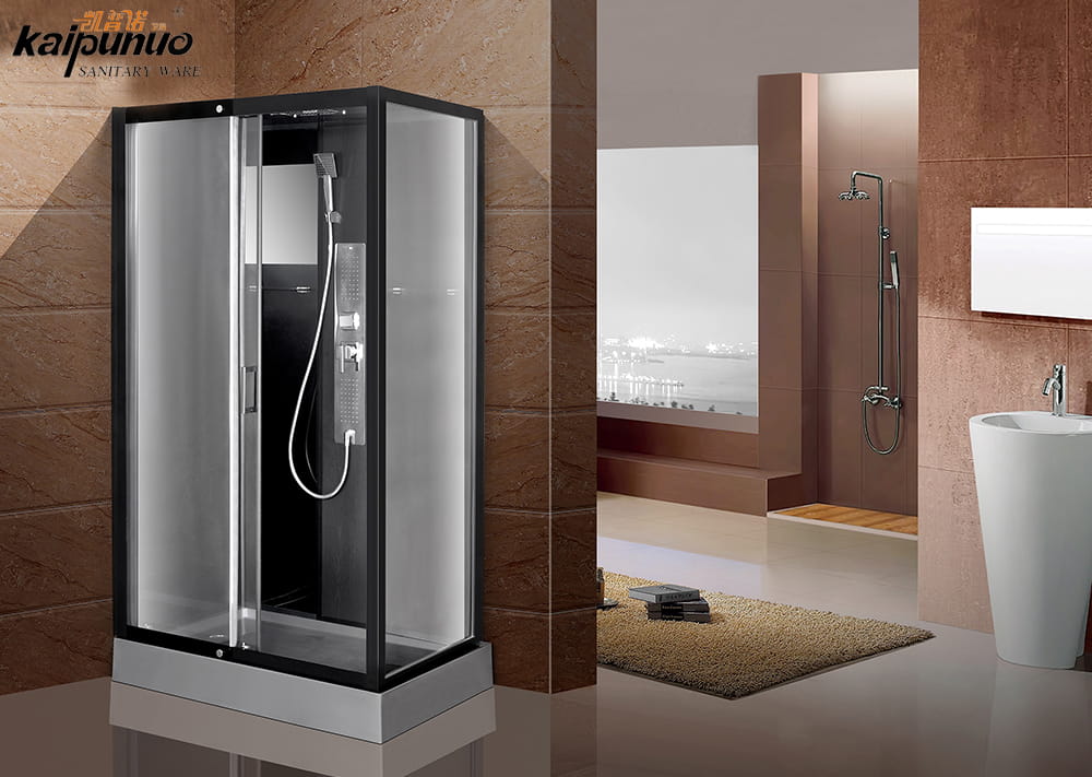 Bestes Preis-Badezimmer, einfach zu installieren, Eck-Duschkabine mit Glasschiebetür, schwarzer Rahmen
