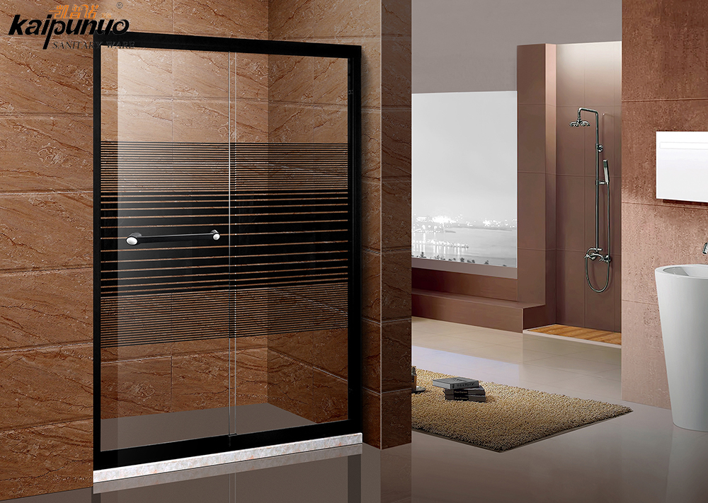 Moderne Eckbadewanne mit schwarzem Rahmen, Glasschiebetür, Duschtür zu verkaufen