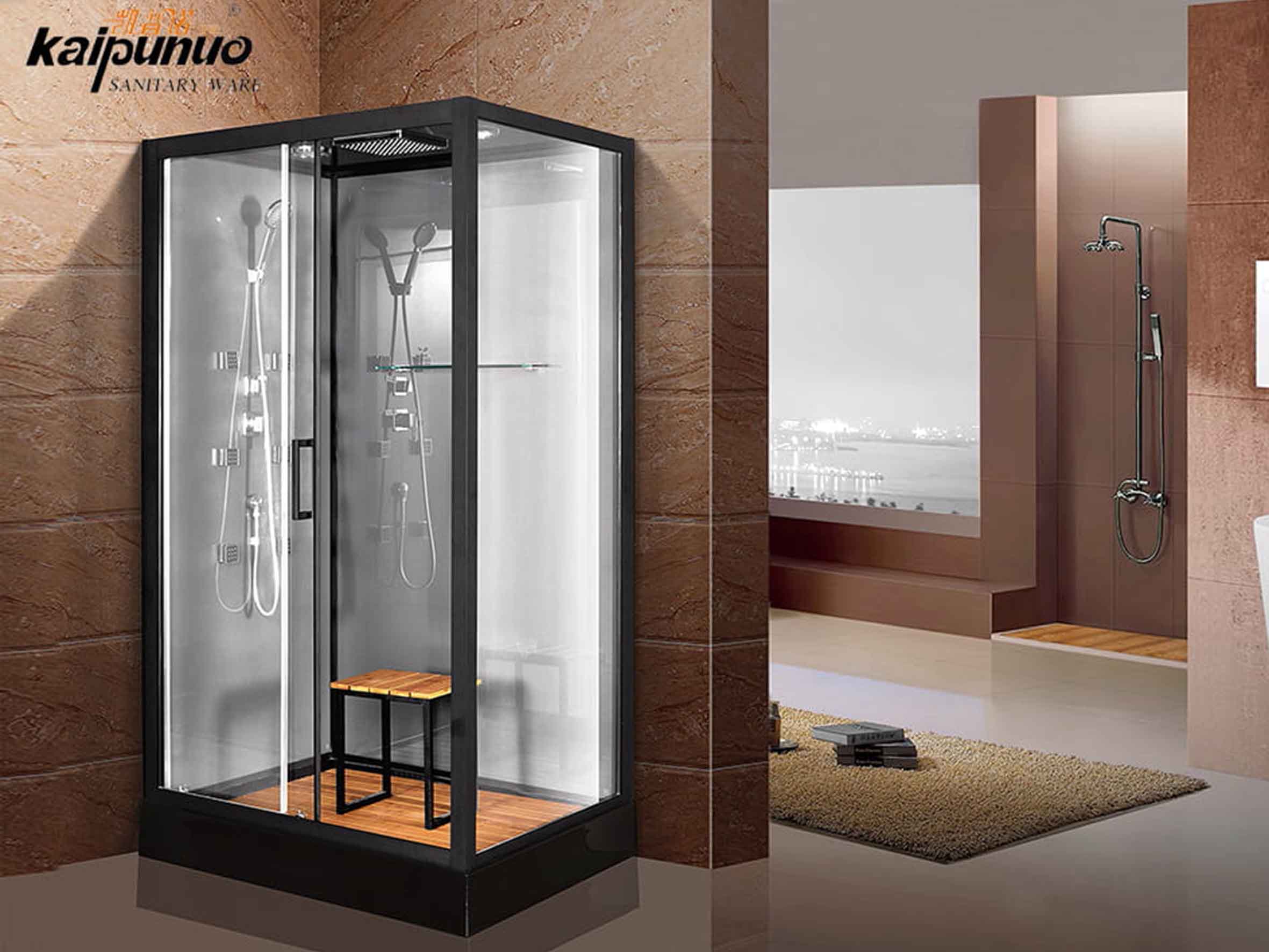 Badezimmer Luxus-Dampfduschkabine aus schwarzem Aluminium